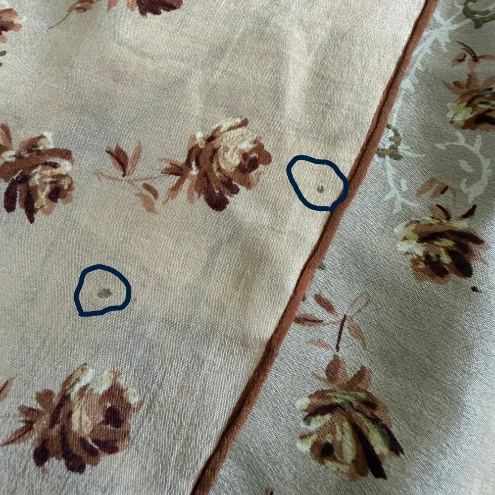 Vintage‎ Floral Square Scarf Brown Beige Rose Pattern 30x30